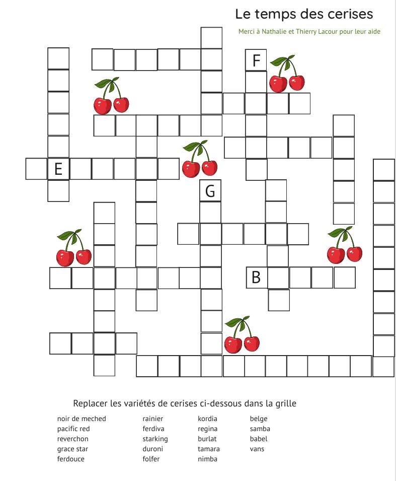 mots croises cerises